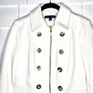 NWT INC International Concepts Women's Button-Trim White Coat - Size S